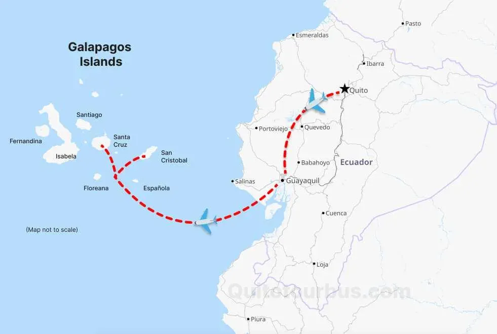 Como llegar a Galapagos - mapa